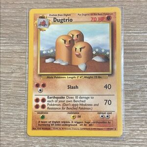Dugtrio 1999 Pokémon Base Set Unlimited 19/102 Wizards Vintage Pokemon Non Holo